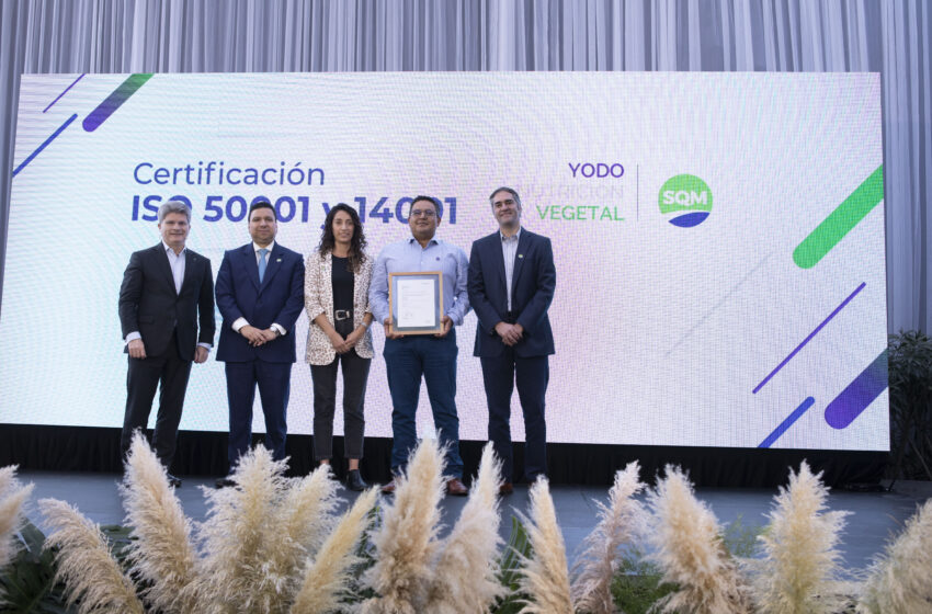  SQM Yodo Nutrición Vegetal recibe certificación mundial por su gestión energética y ambiental